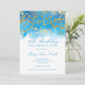 30歳の誕生日金ゴールド紙吹雪青水彩 招待状 (スタンド正面)