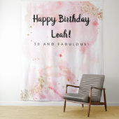 30歳の誕生日飾り、ピンクとゴールドの背景 タペストリー (インサイチュ)