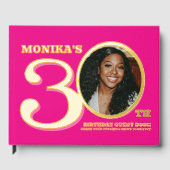 30歳の誕生日2枚の写真ホットピンク金ゴールド ゲストブック (正面)
