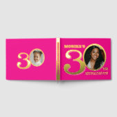 30歳の誕生日2枚の写真ホットピンク金ゴールド ゲストブック (全面)