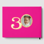 30歳の誕生日2枚の写真ホットピンク金ゴールド ゲストブック (裏面)