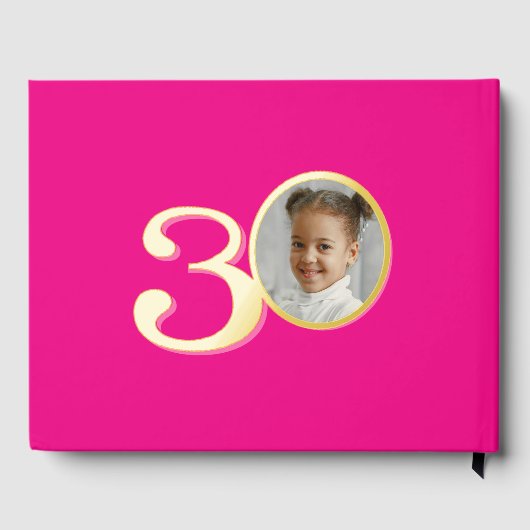 30歳の誕生日2枚の写真ホットピンク金ゴールド ゲストブック (裏面)