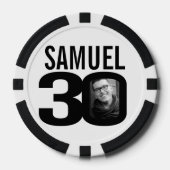 30歳の誕生日2枚カスタムの写真白黒 ポーカーチップ (正面)