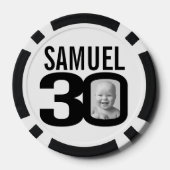 30歳の誕生日2枚カスタムの写真白黒 ポーカーチップ (裏面)