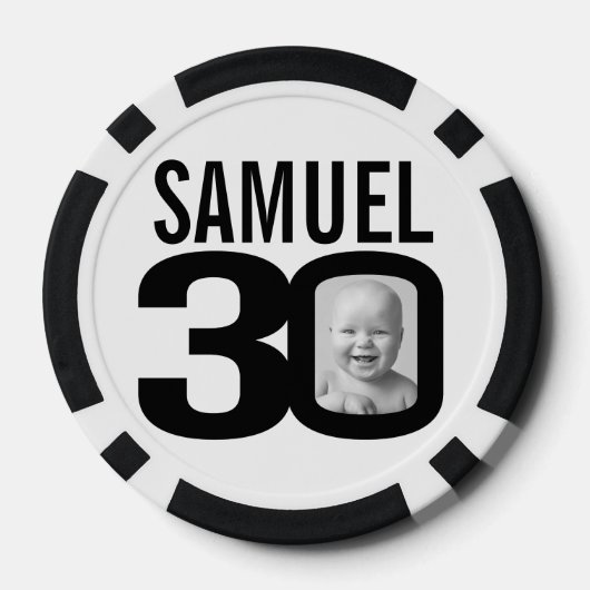 30歳の誕生日2枚カスタムの写真白黒 ポーカーチップ (裏面)