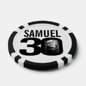 30歳の誕生日2枚カスタムの写真白黒 ポーカーチップ (シングル)