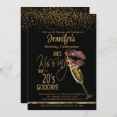 30歳の誕生日20歳キスをするの別れ – バラ 招待状 (正面/裏面)