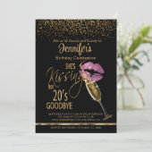 30歳の誕生日20歳キスをするの別れ – ピンク 招待状 (スタンド正面)