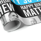 30歳の誕生日3枚の写真ブラックスカイブルーストライプの ラッピングペーパー (ロールコーナー)