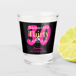 30歳の誕生日30と素晴らしいホットピンクブラックパーティー ショットグラス