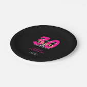 30歳の誕生日30と素晴らしいホットピンクブラックパーティー ペーパープレート (アングル)