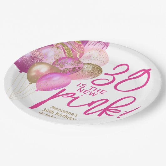 30歳の誕生日30は新しいピンクのパーティー ペーパープレート (アングル)
