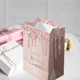 30歳の誕生日30バラ金ゴールドグリッター乾燥 ミディアムペーパーバッグ