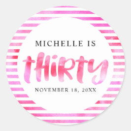 30歳の誕生日30ピンクウォーターモダン ラウンドシール