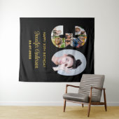 30歳の誕生日30フォトコラージュ黒モダン色 タペストリー (インサイチュ(横))