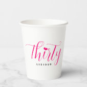 30歳の誕生日30歳になるピンクの文字 紙コップ (裏面)