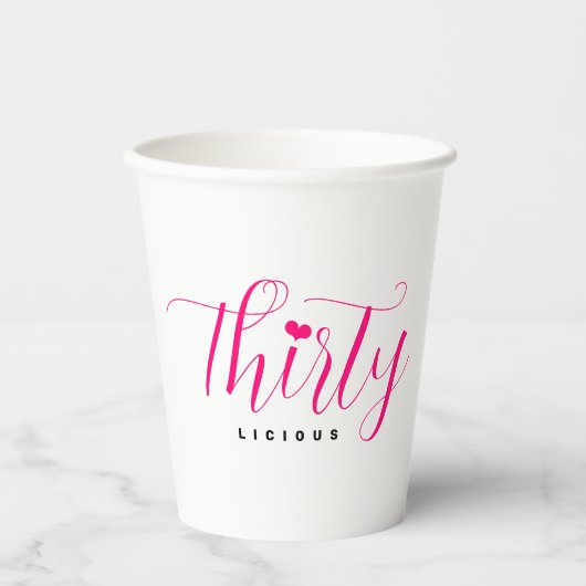30歳の誕生日30歳になるピンクの文字 紙コップ (正面)