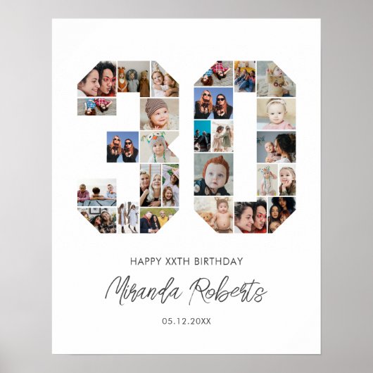 30歳の誕生日30歳の写真カスタムコラージュ ポスター (正面)