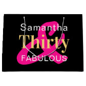 30歳の誕生日30歳の素晴らしいパーソナライズされたパーティー ラージペーパーバッグ (正面)