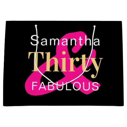 30歳の誕生日30歳の素晴らしいパーソナライズされたパーティー ラージペーパーバッグ (正面)