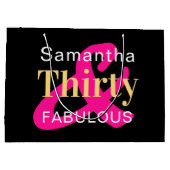 30歳の誕生日30歳の素晴らしいパーソナライズされたパーティー ラージペーパーバッグ (裏面)