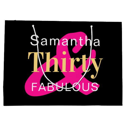 30歳の誕生日30歳の素晴らしいパーソナライズされたパーティー ラージペーパーバッグ (裏面)