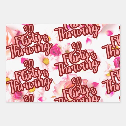 30歳の誕生日30気のあるそぶりをしたと繁栄するおもしろいピンク ラッピングペーパーシート (正面)