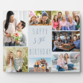 30歳の誕生日7写真コラージュ2トーンほこりっぽいブルー フォトプラーク (正面)