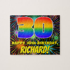 30歳の誕生日：おもしろいカラフル、お祝い花火 ジグソーパズル