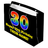 30歳の誕生日~おもしろいカラフル,, 鮮やか, Rainbow 30 ラージペーパーバッグ (裏面アングル)