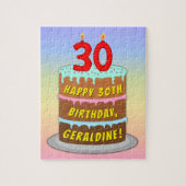 30歳の誕生日:おもしろいケーキとキャンドル+名前をカスタムする ジグソーパズル (縦)