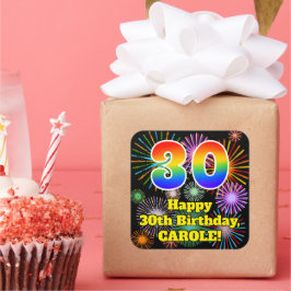 30歳の誕生日：おもしろい花火のルック、虹# 30 スクエアシール
