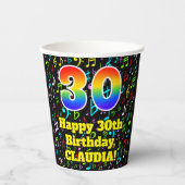 30歳の誕生日:おもしろい音符パターン, Rainbow 30 紙コップ (正面)