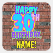 30歳の誕生日 – おもしろい、アーバングラフィティインスパイアルック スクエアシール (正面)