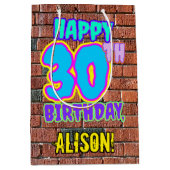 30歳の誕生日：おもしろい、アーバングラフィティインスパイアルック ミディアムペーパーバッグ (正面)