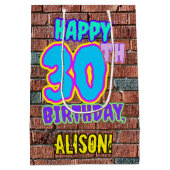 30歳の誕生日：おもしろい、アーバングラフィティインスパイアルック ミディアムペーパーバッグ (裏面)