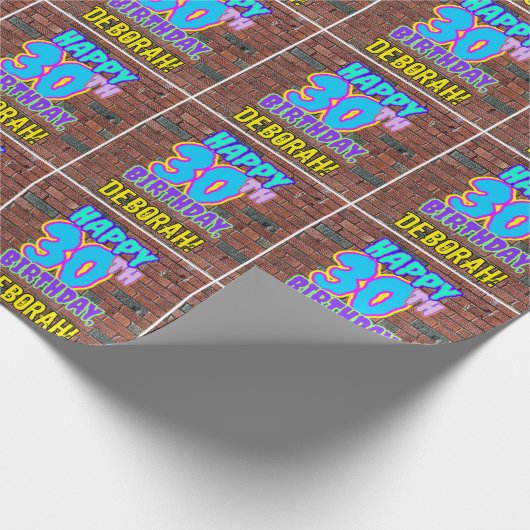 30歳の誕生日：おもしろい、アーバングラフィティインスパイアルック ラッピングペーパー (角)