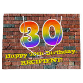 30歳の誕生日:おもしろい、グラフィティインスパイア・レインボーン#30 ラージペーパーバッグ (正面)