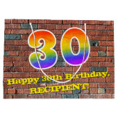 30歳の誕生日:おもしろい、グラフィティインスパイア・レインボーン#30 ラージペーパーバッグ (裏面)