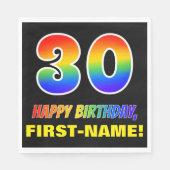30歳の誕生日:はっきりした,おもしろい,シンプル虹, 30 スタンダードランチョンナプキン (正面)