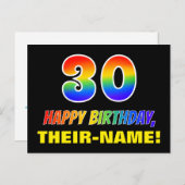 30歳の誕生日:はっきりした,おもしろい,シンプル虹, 30 ポストカード (正面/裏面)