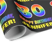 30歳の誕生日：はっきりした,おもしろい,シンプル虹， 30 ラッピングペーパー (ロールコーナー)