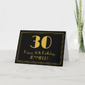 30歳の誕生日：アールデコ調の見た目 "30" + 名前 カード (正面)