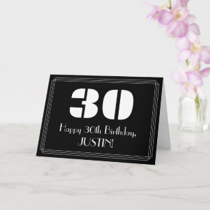 30歳の誕生日:インスパイアアールデコ「30」と名前 カード
