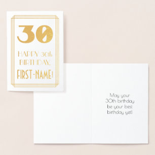 30歳の誕生日:インスパイアアールデコ「30」と名前 箔カード