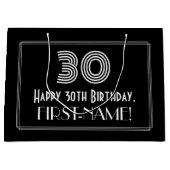 30歳の誕生日 – インスパイアアールデコ「30」の外観と名前 ラージペーパーバッグ (正面)