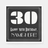 30歳の誕生日：インスパイアアールデコ「30」+名前 スタンダードランチョンナプキン (正面)