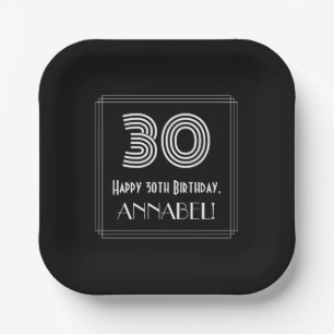 30歳の誕生日 – インスパイアアールデコ「30」+名前 ペーパープレート