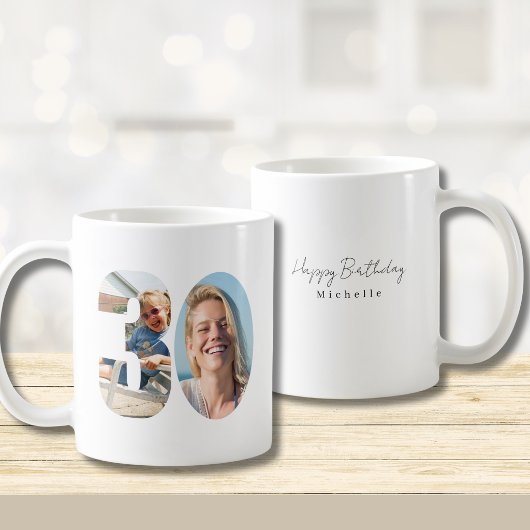 30歳の誕生日 カスタム 2枚の写真 コーヒーマグカップ