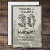 30歳の誕生日 カモフラージュ 森の木々 彼のために 招待状